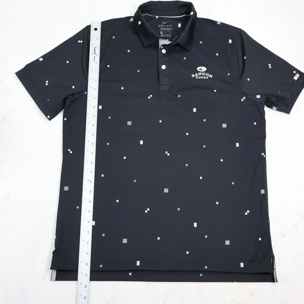Nike Dri-FIT Bandon Dunes Golf Resort Polo Shirt Black Geometric Mens Medium